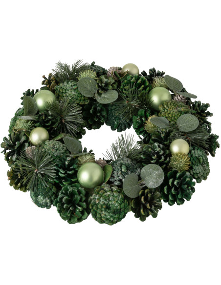 Couronne de Noël artificielle verte 34 cm Hivernélia J-Line - 2