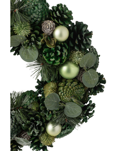 Couronne de Noël artificielle verte 34 cm Hivernélia J-Line - 3