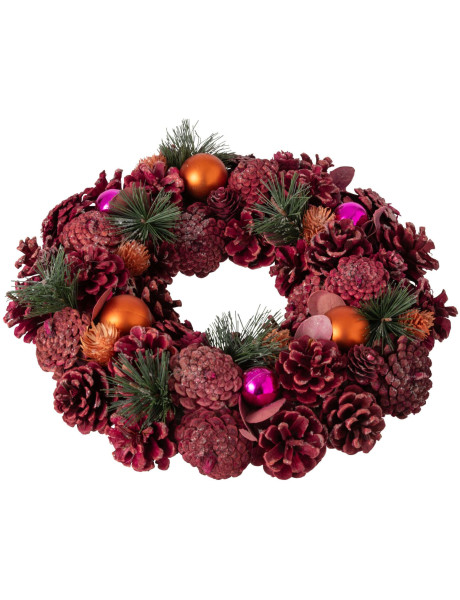 Couronne de Noël rose orange 34 cm Hivernélia J-Line - 2