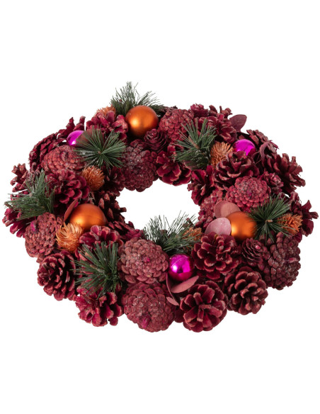 Couronne de Noël rose orange 34 cm Hivernélia J-Line - 2