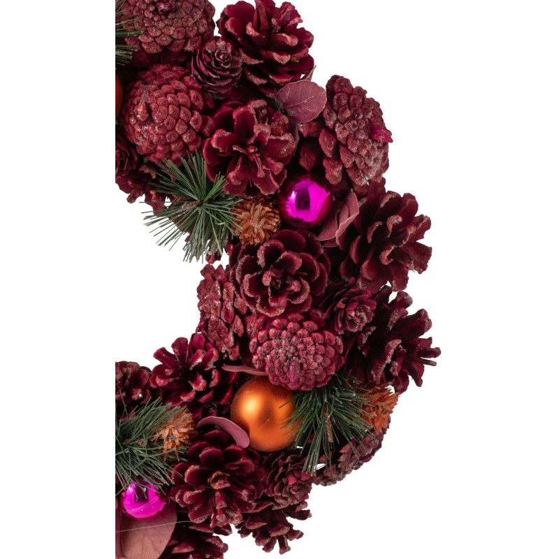 Couronne de Noël rose orange 34 cm Hivernélia J-Line - 3