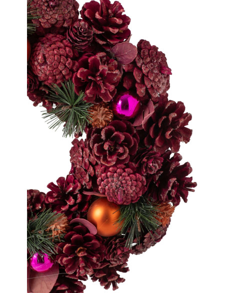 Couronne de Noël rose orange 34 cm Hivernélia J-Line - 3