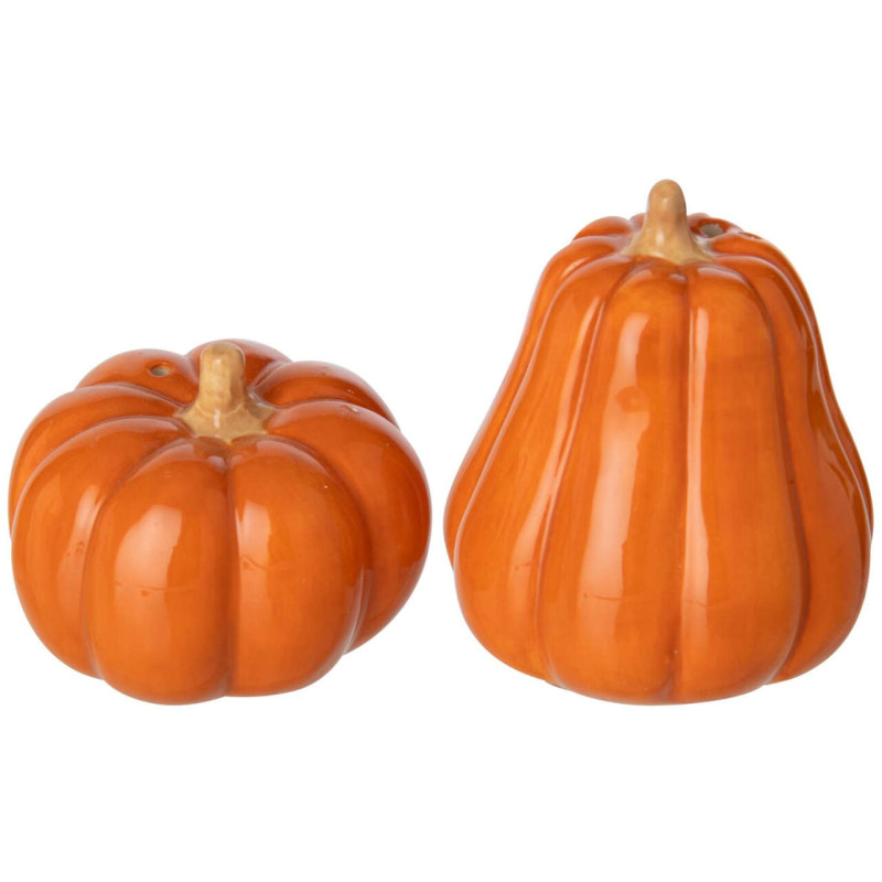 Salière et poivrière citrouille en céramique Pomponelle J-Line - 1
