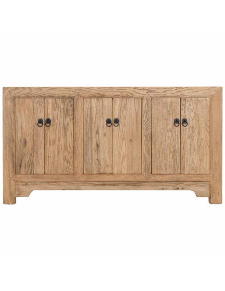 Buffet 6 portes bois d’orme beige 160x45x84 cm Ormavelle  - 2