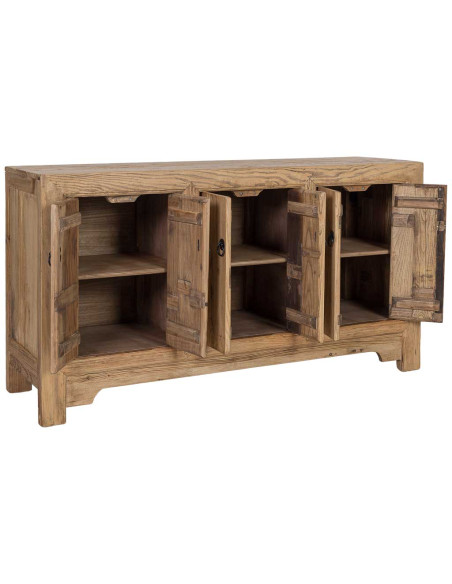 Buffet 6 portes bois d’orme beige 160x45x84 cm Ormavelle  - 3
