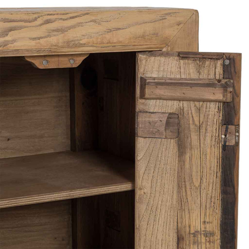 Buffet 6 portes bois d’orme beige 160x45x84 cm Ormavelle  - 4