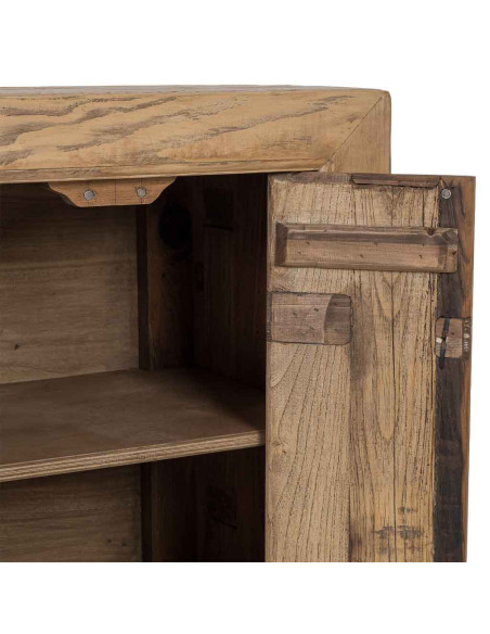 Buffet 6 portes bois d’orme beige 160x45x84 cm Ormavelle  - 4