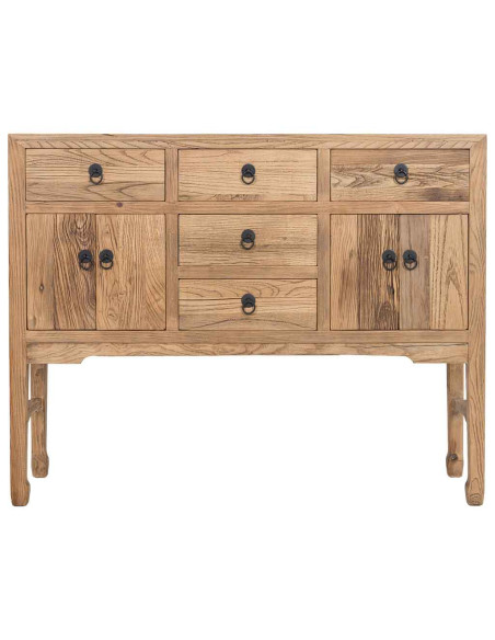 Buffet haut bois d’orme beige 4 portes 5 tiroirs 137 cm Ormavelle  - 2
