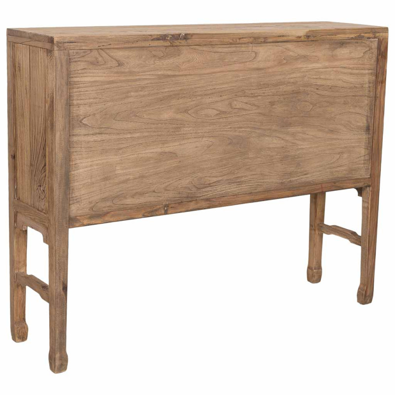 Buffet haut bois d’orme beige 4 portes 5 tiroirs 137 cm Ormavelle  - 8