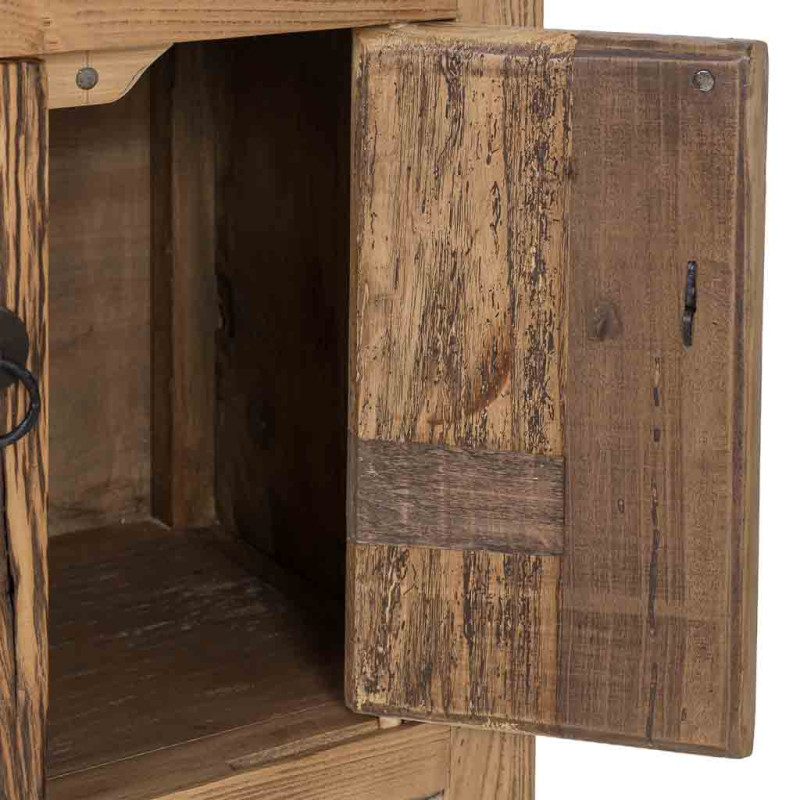 Buffet haut bois d’orme beige 4 portes 5 tiroirs 137 cm Ormavelle  - 5