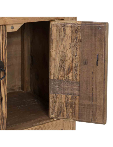 Buffet haut bois d’orme beige 4 portes 5 tiroirs 137 cm Ormavelle  - 5