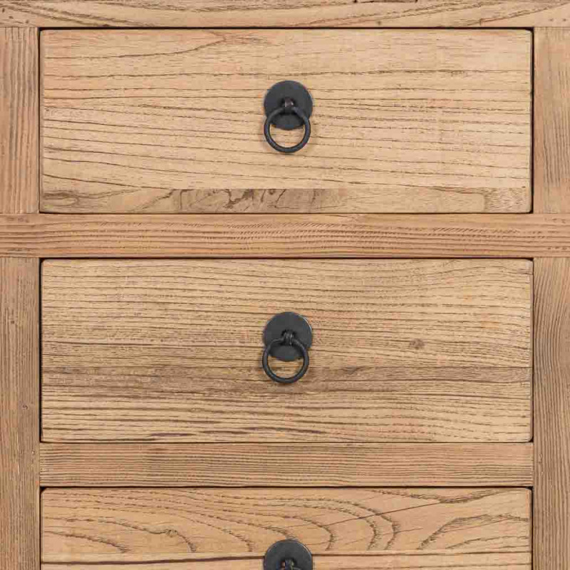 Buffet haut bois d’orme beige 4 portes 5 tiroirs 137 cm Ormavelle  - 6