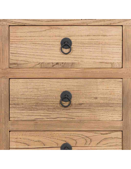 Buffet haut bois d’orme beige 4 portes 5 tiroirs 137 cm Ormavelle  - 6