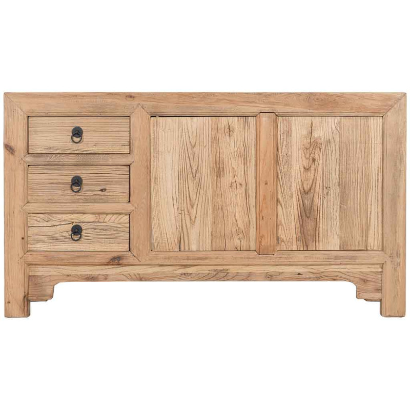 Buffet bas bois d’orme 2 portes 3 tiroirs 145 cm Ormavelle  - 2