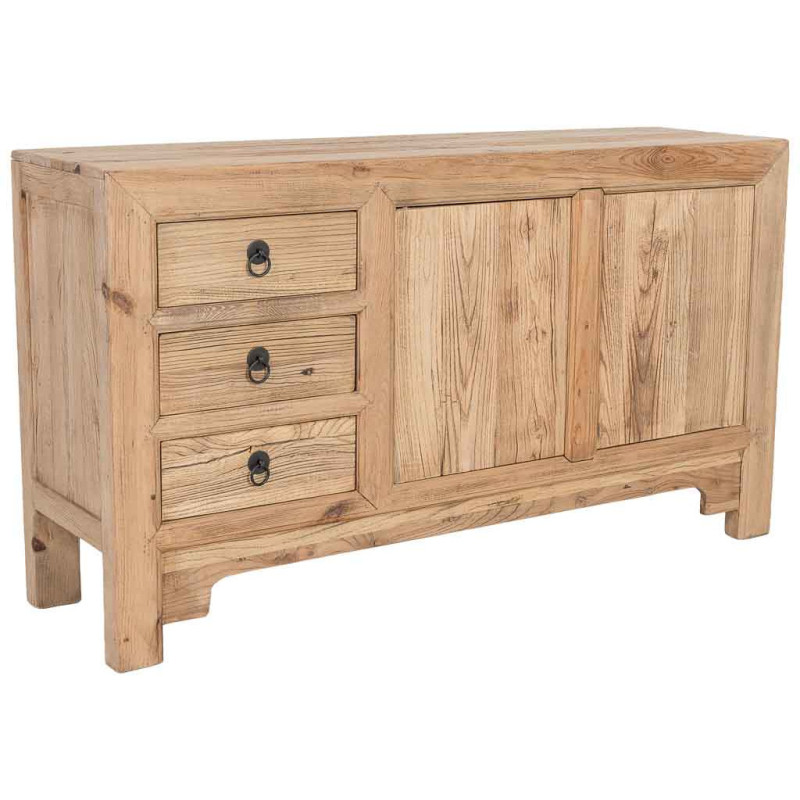 Buffet bas bois d’orme 2 portes 3 tiroirs 145 cm Ormavelle  - 1