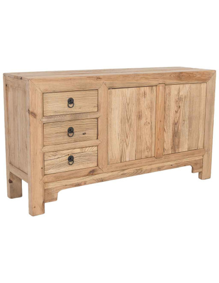 Buffet bas bois d’orme 2 portes 3 tiroirs 145 cm Ormavelle  - 1