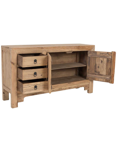Buffet bas bois d’orme 2 portes 3 tiroirs 145 cm Ormavelle  - 3