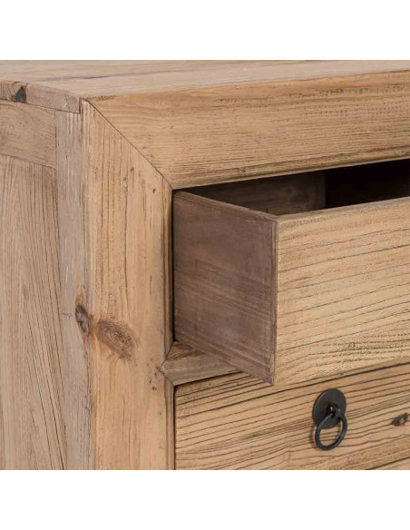 Buffet bas bois d’orme 2 portes 3 tiroirs 145 cm Ormavelle  - 4