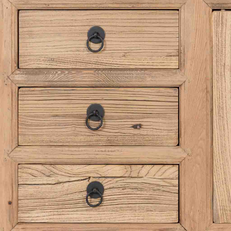 Buffet bas bois d’orme 2 portes 3 tiroirs 145 cm Ormavelle  - 6