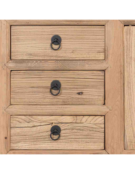Buffet bas bois d’orme 2 portes 3 tiroirs 145 cm Ormavelle  - 6
