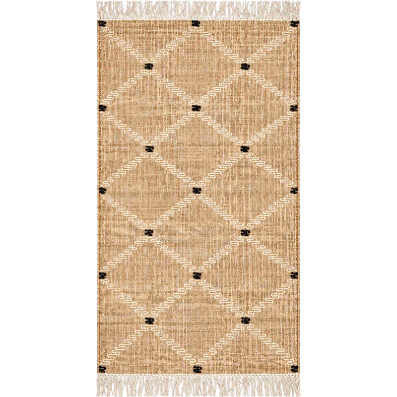 Tapis jute et coton naturel motif berbère 80x160 cm Tazrane  - 1