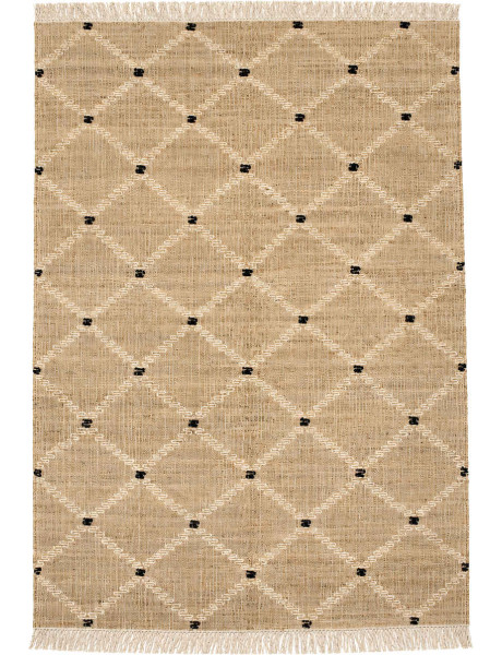Tapis jute coton naturel losanges berbère 160x230 cm Tazrane  - 1