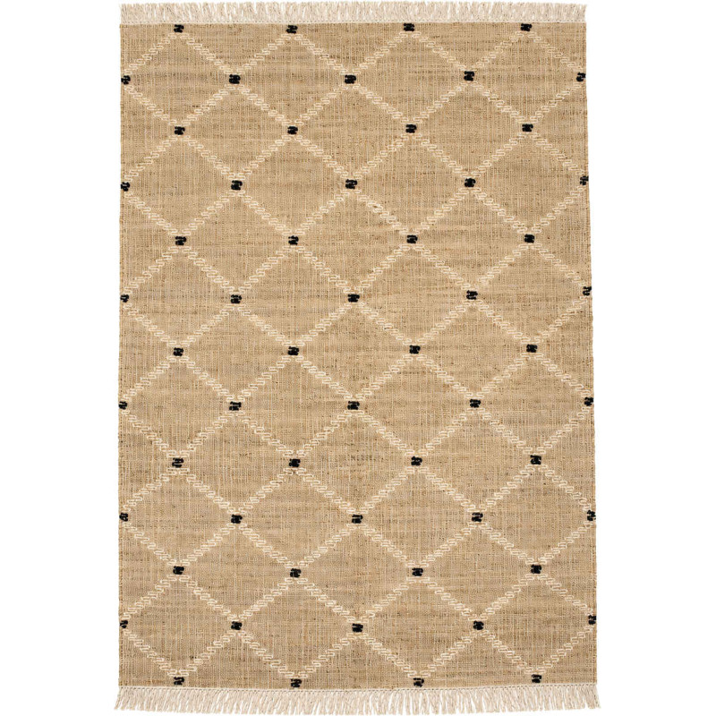 Tapis jute coton naturel losanges berbère 160x230 cm Tazrane  - 1
