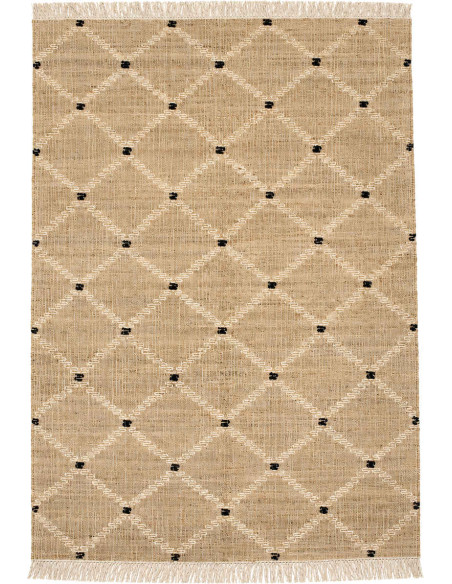 Tapis jute coton naturel losanges berbère 160x230 cm Tazrane  - 1