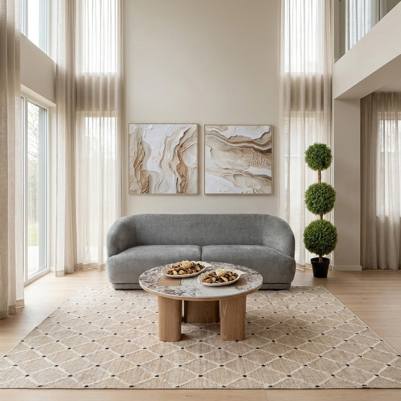 Tapis jute coton naturel losanges berbère 160x230 cm Tazrane  - 2