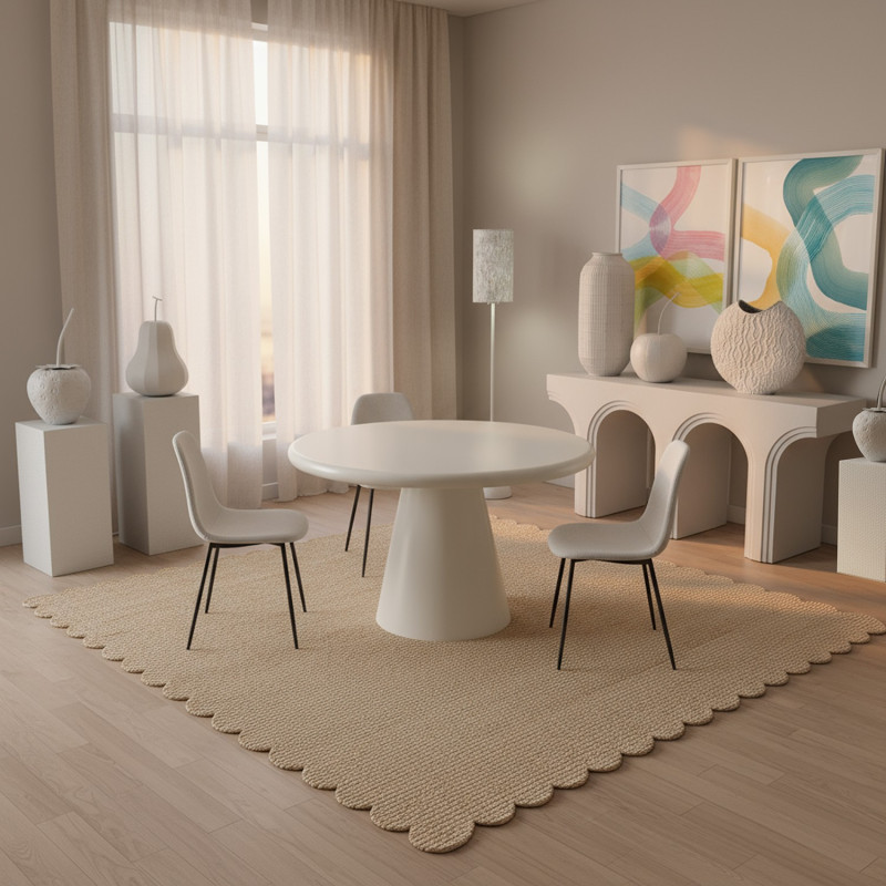Tapis jute naturel bord festonné 120x170 cm Varellia  - 2