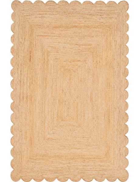 Grand tapis jute naturel bord festonné 160x230 cm Varellia  - 1