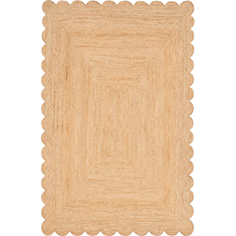 Grand tapis jute naturel bord festonné 160x230 cm Varellia  - 1