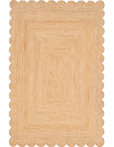 Grand tapis jute naturel bord festonné 160x230 cm Varellia  - 1