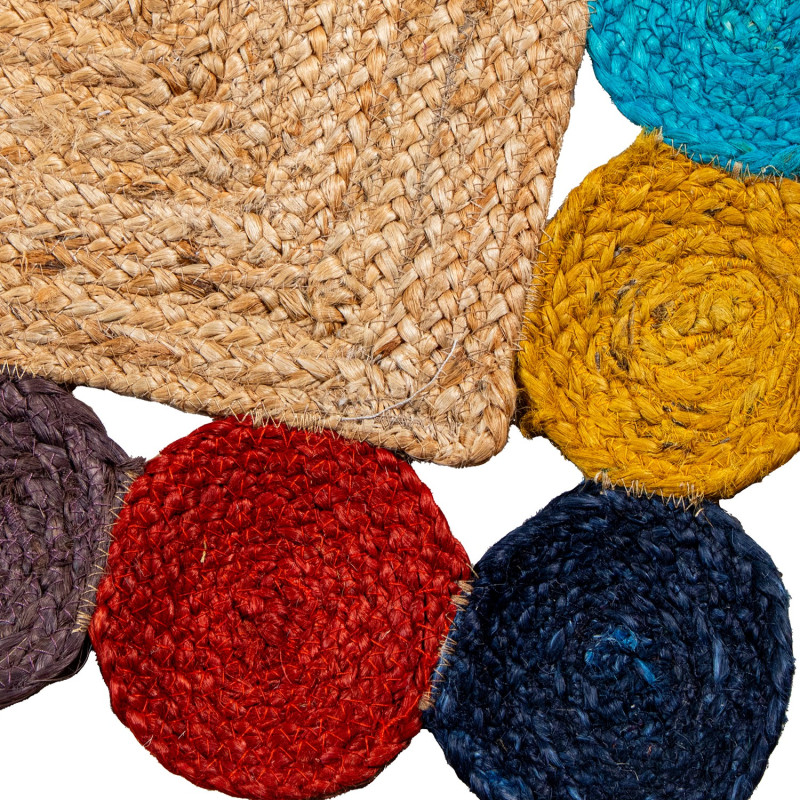 Tapis jute naturel bordure multicolore 120x170 cm Kermavelle  - 3