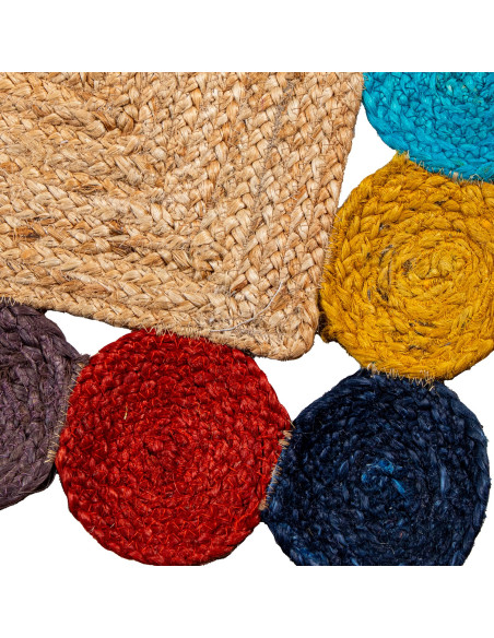 Tapis jute naturel bordure multicolore 120x170 cm Kermavelle  - 3