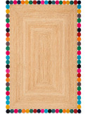 Tapis jute naturel bordure multicolore 120x170 cm Kermavelle