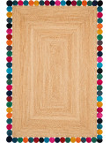 Grand tapis jute naturel bordure multicolore 160x230 cm Kermavelle