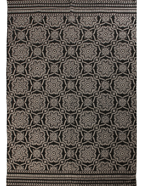 Tapis salon coton imprimé noir écru 140x200 cm Névarka  - 1