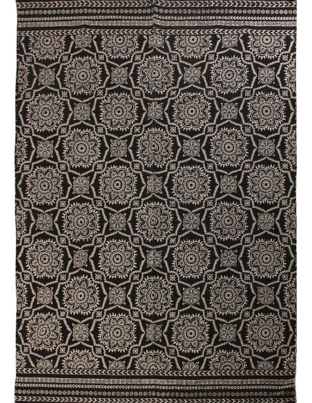 Tapis salon coton imprimé noir écru 140x200 cm Névarka  - 1