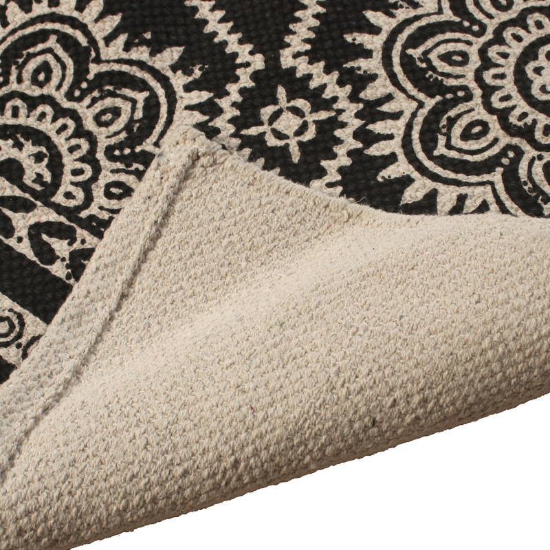 Tapis salon coton imprimé noir écru 140x200 cm Névarka  - 3