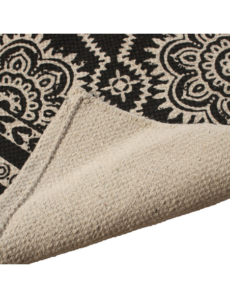 Tapis salon coton imprimé noir écru 140x200 cm Névarka  - 3