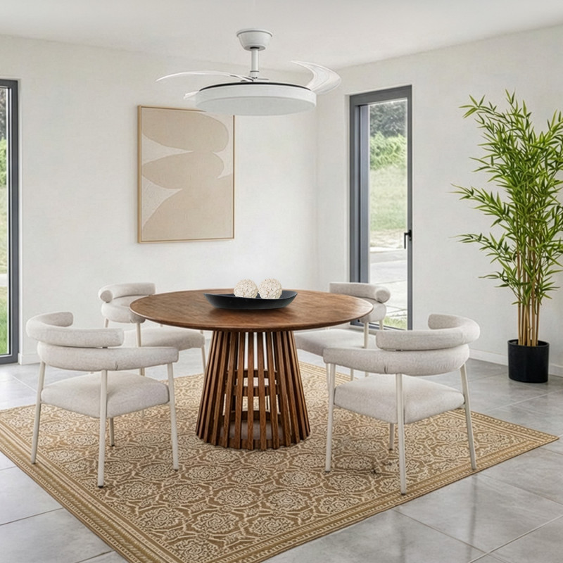Tapis coton imprimé marron écru 140x200 cm Névarka  - 1