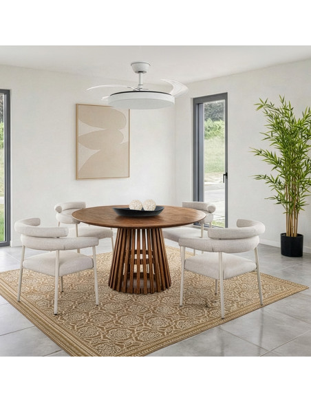 Tapis coton imprimé marron écru 140x200 cm Névarka  - 1