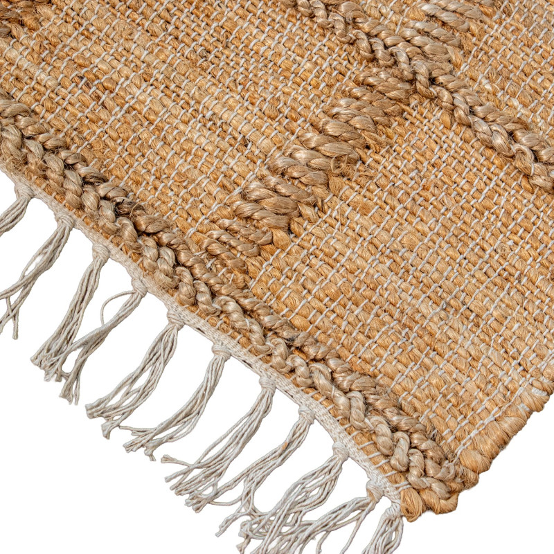 Grand tapis jute coton naturel quadrillé 200x300 cm Tinghir  - 2