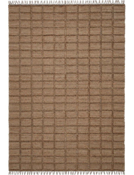 Grand tapis jute coton naturel quadrillé 200x300 cm Tinghir  - 1