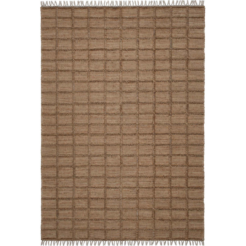 Grand tapis jute coton naturel quadrillé 200x300 cm Tinghir  - 1
