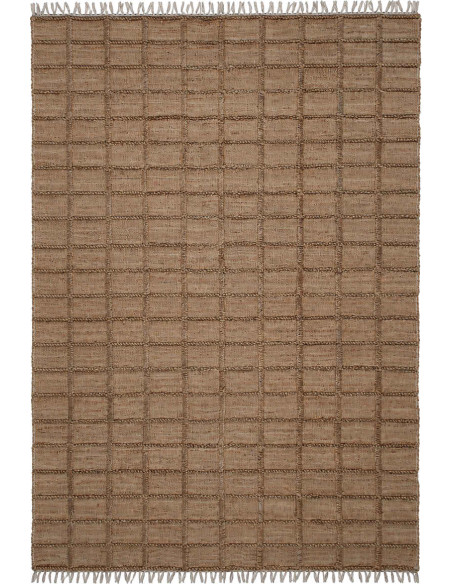 Grand tapis jute coton naturel quadrillé 200x300 cm Tinghir  - 1
