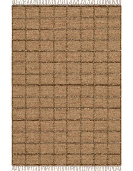 Tapis jute coton naturel quadrillé 160x230 cm Tinghir  - 1
