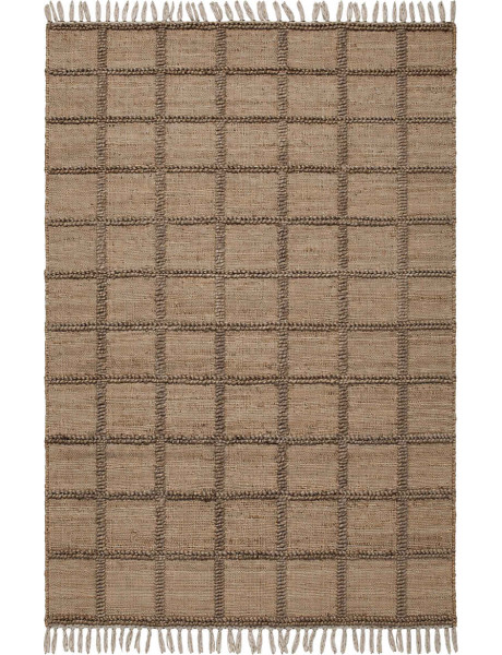 Tapis jute coton naturel quadrillé 120x170 cm Tinghir  - 1