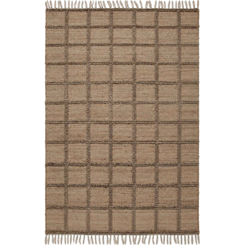 Tapis jute coton naturel quadrillé 120x170 cm Tinghir  - 1